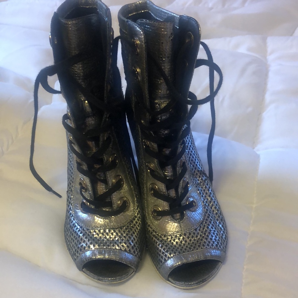 CHANEL Vintage Metallic Bootie. DASH IN SILVER BELLS FOR THE HOLIDAY!
